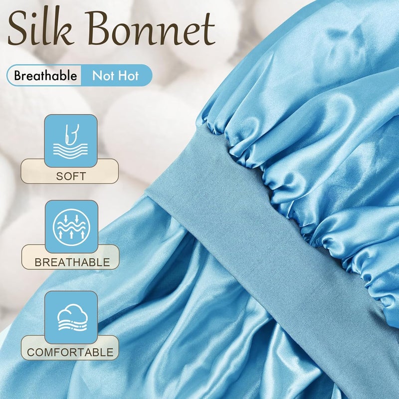 Doitory Store Satin Silk Bonnet for Sleeping, Soft Satin Lined Hair Bonnet for Women, Double Layer Sleep Nightcap - Image 2